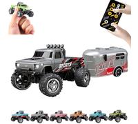RipRush Mini Monster 1:64 Off-Road LED Alloy Racer, 2025 New 3-Speed Variable Speed Off-Road Vehicle with LED and Remote Control, Unleash Adventure, Build Skills (Gray,#B)