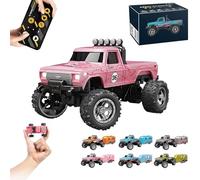 Riprush Mini Monster 1:64 Off-Road LED Alloy Racer, 2025 New 3-Speed Variable Speed Off-Road Vehicle with Trailer, LED Lights, 2.4GHz Racing System, Speed/Steering Adjustable (Pink,No Trailer)