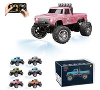 RipRush Mini Monster 1:64 Off-Road LED Alloy Racer, 360° Flip Rip Rush Alloy Racer, 2025 New 3-Speed Variable Speed Off-Road Vehicle, 3-Speed Modes, 2.4GHz Racing System (Gift BoxA,Pink)