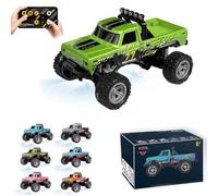 RipRush Mini Monster 1:64 Off-Road LED Alloy Racer, 360° Flip Rip Rush Alloy Racer, 2025 New 3-Speed Variable Speed Off-Road Vehicle, 3-Speed Modes, 2.4GHz Racing System (Gift BoxA,Green)