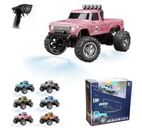 RipRush Mini Monster 1:64 Off-Road LED Alloy Racer, 360° Flip Rip Rush Alloy Racer, 2025 New 3-Speed Variable Speed Off-Road Vehicle, 3-Speed Modes, 2.4GHz Racing System (Gift BoxB,Pink)