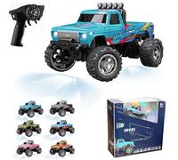 RipRush Mini Monster 1:64 Off-Road LED Alloy Racer, 360° Flip Rip Rush Alloy Racer, 2025 New 3-Speed Variable Speed Off-Road Vehicle, 3-Speed Modes, 2.4GHz Racing System (Gift BoxB,Blue)