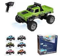 RipRush Mini Monster 1:64 Off-Road LED Alloy Racer, 360° Flip Rip Rush Alloy Racer, 2025 New 3-Speed Variable Speed Off-Road Vehicle, 3-Speed Modes, 2.4GHz Racing System (Gift BoxB,Green)