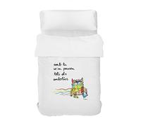 RIPSHOP Funda nórdica con Dos Cojines Deco 100% algodón Modelo Líos de Anna Llenas en català para Cama de 180 (260x240cm.)