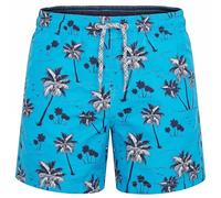 RIPT Bañador Niño Secado Rápido - Boardshort con Forro Malla, Protección UV 50, Pantalón Corto Surf Natación Playa Verano (Palmera Azul, 7-8 Años)
