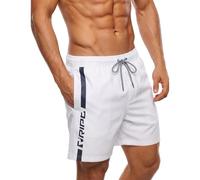 RIPT Essentials Bañador para hombre Shorts de Baño con Protección Solar UV 50 de Secado Rápido, Blanco/Azul marino, S