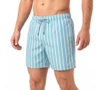 RIPT Essentials Bañador para Hombre Shorts de Baño con Protección Solar UV 50 de Secado Rápido, Estampado de Rayas Azul Claro, S
