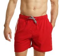 RIPT Essentials Bañador para hombre Shorts de Baño con Protección Solar UV 50 de Secado Rápido, Rojo/Blanco, M