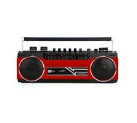 Riptunes Cassette Boombox, Retro Blueooth Boombox, Reproductor de Casete y Grabador, Radio AM/FM/SW-1-SW2, Radio de 4 Bandas, USB y SD, Rojo