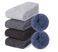 Riqiaqia 5 Pares Calcetines Térmicos de Lana Merino para Hombre, Calcetines Gruesos y Cálidos de Lana Merino para el Frío Invierno, para Botas, Caminar, Trabajo de Negocios