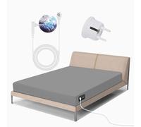 Riqinxin - Sábana de cama de conexión a tierra, 10% hilo de plata de 90% algodón, cable de la UE para la mejor recuperación de energía del sueño (gris, 160x200x35 cm)