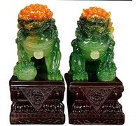 Riqueza Prosperidad Estatuas De Leones Mejor Inauguración De La Casa Felicitación Par De Perros Fu Foo Regalo Guardián Feng Shui Off Evil Energy Decoración para Proteger La Decoración del Hogar 1221