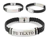RIQUEZA Y ARTE Pulsera hombre personalizada regalo. Pulsera personalizada de acero inoxidable con caja regalo - grabado láser profesional. Personaliza tu pulsera ajustable.