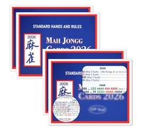 RIRC 4 tarjetas mah-Jong 2026 guía de reglas de revisión oficial estadounidense | Mahjong 2026 Mahjong Card - Impresión grande, paquete de 4 (azul)