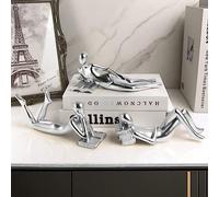 RIRPUAE Estatua plateada de mujer pensadora leyendo para sala de estar, decoración moderna de estantes, figuras coleccionables de resina para oficina, dormitorio, mesa, escritorio, plateado