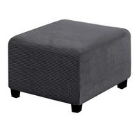 RIRWICM Stretch-FußHocker-Bezug, Quadratischer, Weicher Jacquard-All-Inclusive-Pouf-Bezug, Rutschfester Ottoman-Bezug Mit Elastischer Unterseite, Staubdicht Waschbar