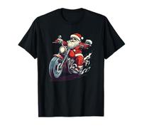 Risa navideña con Santa en una Moto Camiseta