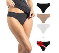 Risalti Calzoncillos mujer brasileña microfibra 3 piezas - Bragas mujer sin costuras, Bikini, más suaves que las bragas mujer algodón, Blanco-negro-natural, Large-X-Large