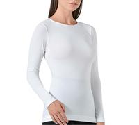 Risalti Camiseta de mujer de bambú, camiseta de mujer Seamless elástica y transpirable, ropa interior de mujer de suave viscosa de bambú, camisetas de mujer ecológicas - Made in Italy, Blanco.n, L/XL