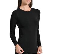 Risalti Camiseta de mujer de bambú, camiseta de mujer Seamless elástica y transpirable, ropa interior de mujer de suave viscosa de bambú, camisetas de mujer ecológicas - Made in Italy, Negro.n, L/XL