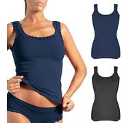 Risalti Camiseta Tirantes Mujer con Encaje Letizia 2 Pzs - Camiseta Sin Mangas Mujer Sin Costuras, Camiseta Mujer Microfibra, Top Encaje Mujer Más Suave Que Camiseta Algodon Mujer - Made in Italy