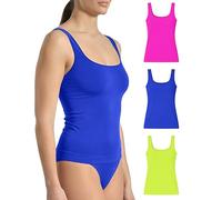 Risalti Camiseta Tirantes Mujer Hombro Ancho de Microfibra 3 Pzs - Camiseta Mujer Sin Manga Elegante, Top más Suave Que el Algodon, Camisetas Sin Costura y Etiquetas - Made in Italy