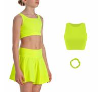 Risalti Falda Niña de Microfibra - Falda Plisada Niña Elástica, Ropa Niña Sin Costuras De 5 a 12 años, Falda Tenis Niña, Conjunto Niña Top Niña Y Brazaletes Colores de Regalo - Made In Italy