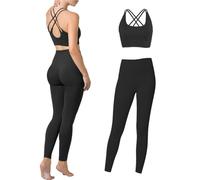 Risalti Leggins Push Up Mujer Sculpt - Deportivos de Cintura Alta Sin Costuras, Pantalones Verano Yoga y Fitness, 100% Made in Italy, Black Set, Small-Medium