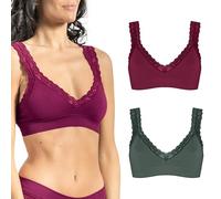 Risalti Sujetador Sin Aros de Encaje Acanalado 2Pzs - Sujetadores Mujer Soporte Ligero, Top Bra en Soave Microfibra Sin Costura y Etiquetas, Bralette, Brassiere - Made in Italy