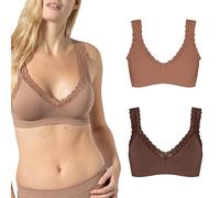 Risalti Sujetador Sin Aros de Encaje Acanalado 2Pzs - Sujetadores Mujer Soporte Ligero, Top Bra en Soave Microfibra Sin Costura y Etiquetas, Bralette, Brassiere - Made in Italy