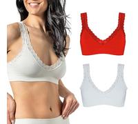 Risalti Sujetador Sin Aros de Encaje Acanalado 2Pzs - Sujetadores Mujer Soporte Ligero, Top Bra en Soave Microfibra Sin Costura y Etiquetas, Bralette, Brassiere - Made in Italy
