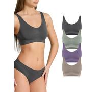 Risalti Sujetador Sin Aros Hombros Anchos Eco Friendly 4 Pz - Bralette Mujer Ecológica en Microfibra Yees Green, más Suaves Que el Sujetador Deportivo Mujer, Top Bra Sin Costuras - Made in Italy