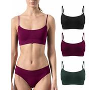 Risalti Sujetador Sin Aros Hombros Estrechos 3Pzs - Bralette Mujer en Microfibra Suave, Sujetador Sin Costuras y Etiquetas, Elástico, Cómodo Diario - Made in Italy