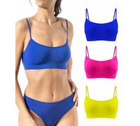 Risalti Sujetador Sin Aros Hombros Estrechos 3Pzs - Bralette Mujer en Microfibra Suave, Sujetador Sin Costuras y Etiquetas, Elástico, Cómodo Diario - Made in Italy