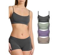 Risalti Sujetador Sin Aros Hombros Estrechos Eco Friendly 4 Pz - Bralette Mujer Ecológica en Microfibra Yees Green, más Suaves Que el Sujetador Deportivo Mujer, Top Bra Sin Costuras - Made in Italy
