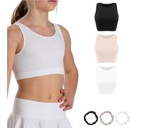 Risalti Top Niña Americana Microfibra 3 Pz - Tops Niña, Ropa Niña, Sujetador Niña, Camiseta Tirantes Niña, Top Crop, Top Deportivo Niña Sin Costuras, Brazaletes de Regalo - Made In Italy