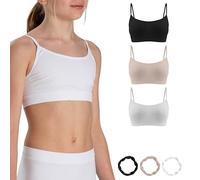 Risalti Top Niña de Microfibra 3 Pz - Camiseta Tirantes, Sujetador y Top Deportivo, Ropa Sin Costuras, Regalo en Brazaletes - Made In Italy