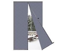 Risareyi Cortina de Puerta Aislante Termica Frio y Calor 110x240cm, Gris Aislamiento Cortinas Térmica Magnética para Puerta Exterior Salón Balcón, Impermeable, Cierre Automático