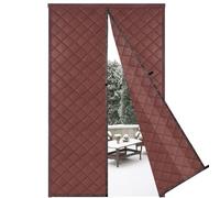 Risareyi Cortina de Puerta Aislante Termica Frio y Calor 160x240cm, Marrón Aislamiento Cortinas Térmica Magnética para Puerta Exterior Salón Balcón, Impermeable, Cierre Automático