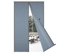 Risareyi Cortina de Puerta Aislante Termica Frio y Calor 90x240cm, Gris Aislamiento Cortinas Térmica Magnética para Puerta Exterior Salón Balcón, Impermeable, Cierre Automático