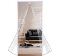 Risareyi Cortina Puerta Magnética Térmica Aislante Frio y Calor en EVA Transparente a Prueba de Viento Impermeable Cortinas de Puerta Dormitorio,Cocina, Partición, Cierre Automático, 110x260cm, Blanco