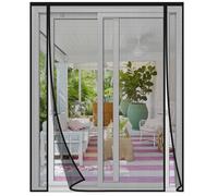 Risareyi Mosquitera Puerta Magnetica 175x205cm, Negro Malla Fibra de Vidrio, Doble Apertura Lateral Cortina con Imanes, para Puerta Doble Balcon, Anti Insectos