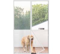 Risareyi Mosquitera Puerta Magnética, Malla Súper Resistente, Cortina Mosquitera Puerta Exterior, Cierre automático, Antimosquitos para Puerta Ventana Patio, Fácil Montaje Adhesivo, 85x205cm, Blanco