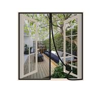 Risareyi Mosquitera Ventana Magnetica 140x130cm, Negro - Cortinas Mosquitera Puerta Magnetica con Imanes, Cierre Automático, Que Entre Aire Fresco