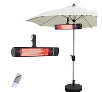 Riscaldatore portatile da parete per garage, riscaldatore elettrico da esterno con 3 impostazioni di potenza, telecomando, impermeabile IP65 per uso interno/esterno(With umbrella holder)