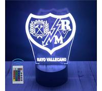 Riscko Lampara 3D Futbol Juguete de luz nocturna 3D, adecuado para la decoración del hogar de la habitación de los niños 16 cambios de color con control táctil y con mando (Rayo Vallecano)