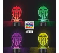 Riscko Lámpara Valencia cf LED Fútbol 3D con Ilusión Óptica - Luz Nocturna Infantil y Decoración Habitación - Regalo para Niños y Aficionados al Fútbol