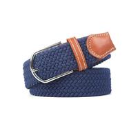 Risdany Cinturón fino con hebilla de punto para hombres y mujeres, cinturón elástico trenzado retráctil de lona trenzada,Azul marino, 2,5 cm 100 cm