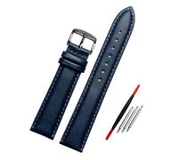 Risdany Correa de cuero azul de 14-23 mm, vibrante y elegante, cómoda y transpirable, correa universal para hombre, incluye piezas de repuesto.,19 mm