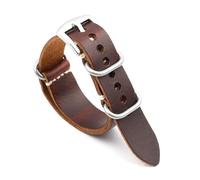 Risdany Correa de cuero extendida para hombre, de 18 a 24 mm, azul/marrón/café, elegante e informal, apta para correas de repuesto universales.,24 mm